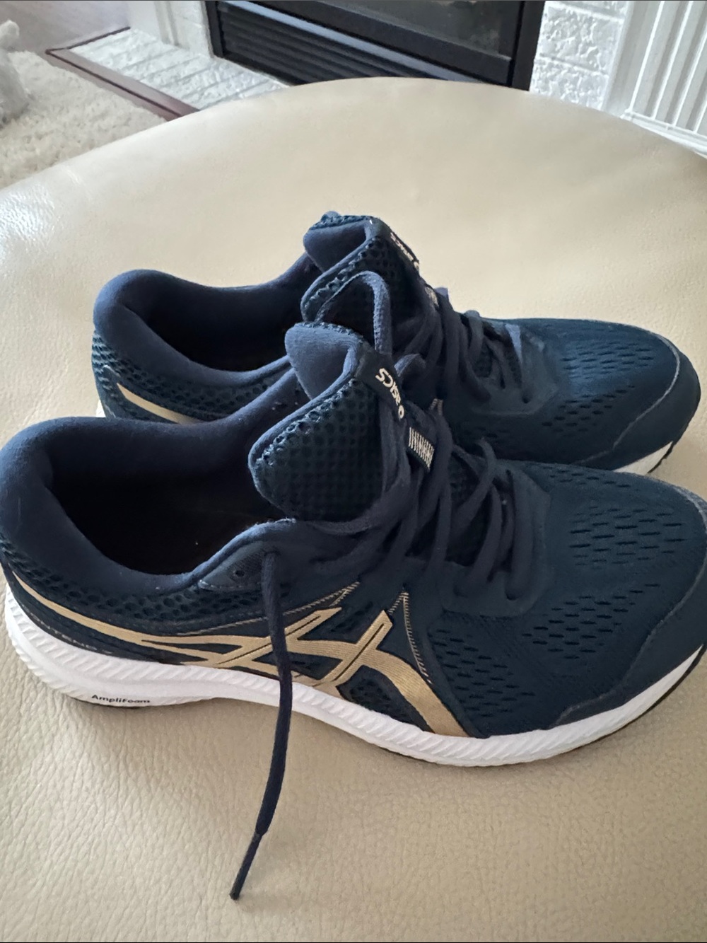 Asics Women's Navy Athletic Shoes with Gold Accents